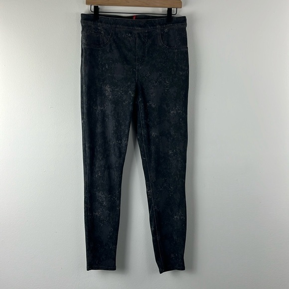 Spanx Jeanish Ankle Leggings Gray Marble Splatter Pull On Pockets Womens Size L - Picture 1 of 14